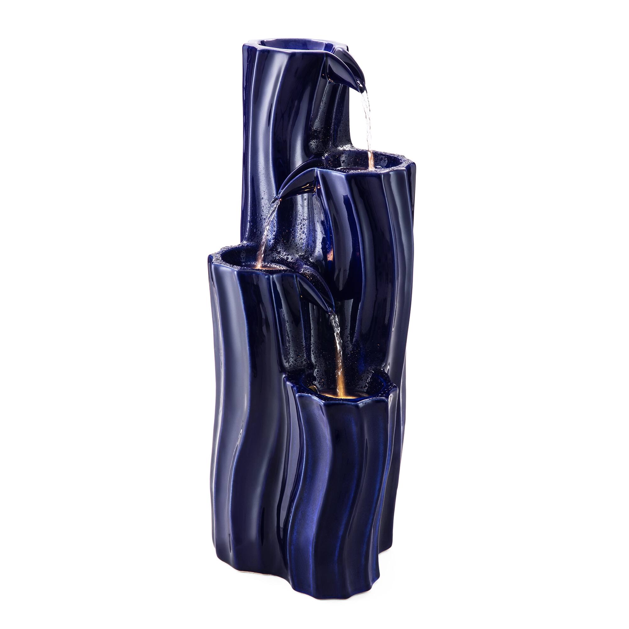 Glitzhome® 29.5" LED 4-Tier Wavy Textured Outdoor Fountain